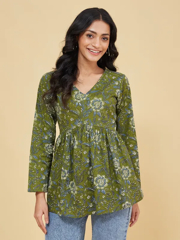 Olive_Green_Cotton_Fancy_Tunic_Kurti__For_Women