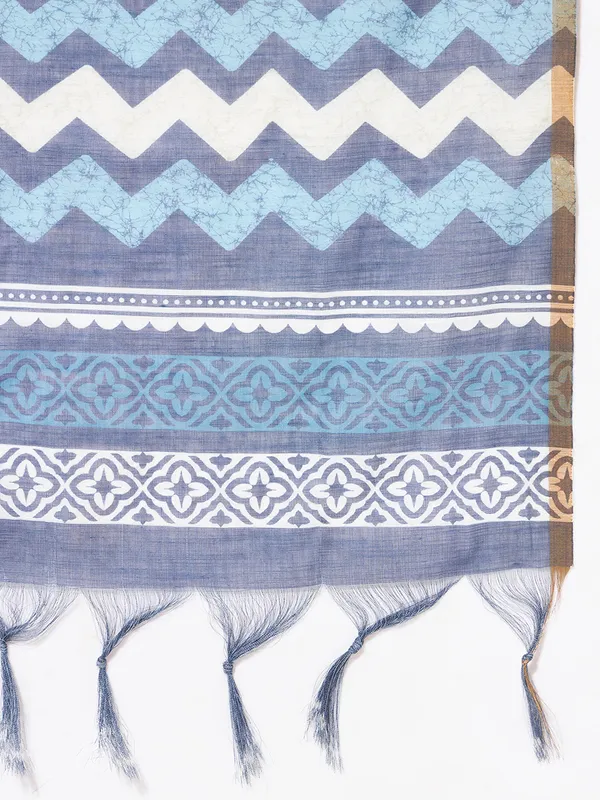 Blue_And_White_Poly_Linen_Fancy_Dupatta_For_Women