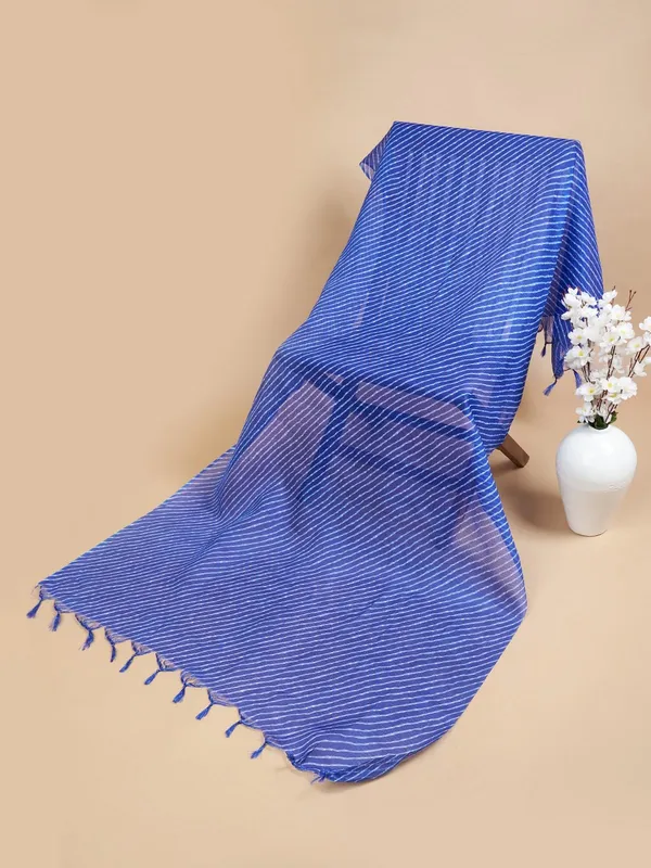 Blue_And_White_Poly_Kota_Checks_Fancy_Dupatta_For_Women