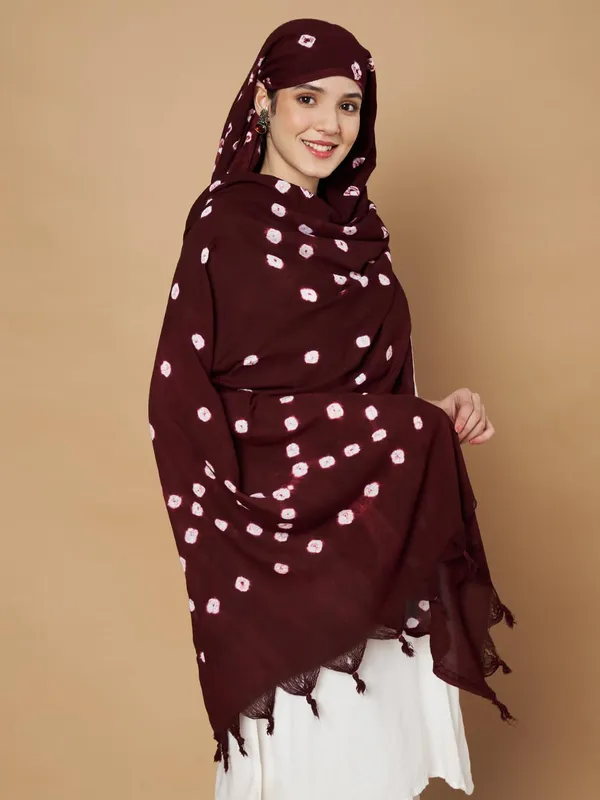 Maroon_And_White_Viscose_Rayon_Fancy_Dupatta_For_Women