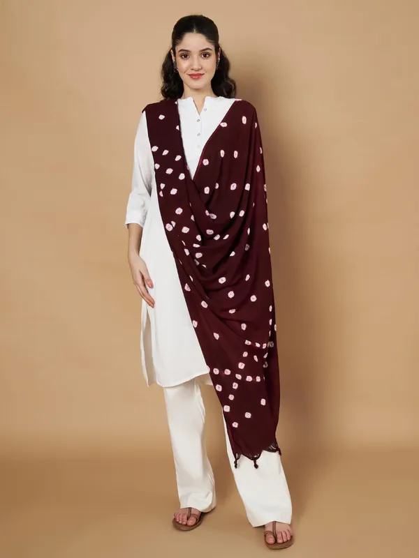 Maroon_And_White_Viscose_Rayon_Fancy_Dupatta_For_Women