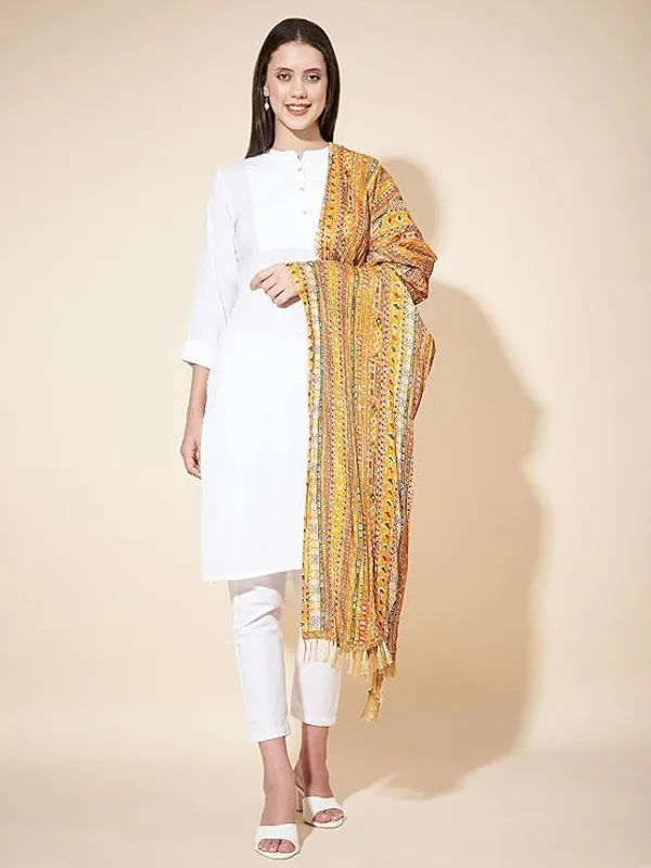 Yellow_Polyster_Fancy_Dupatta_For_Women