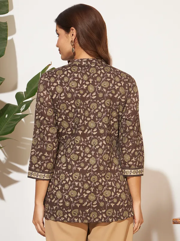 Brown_Cotton_Fancy_Tunic_Kurti_For_Women