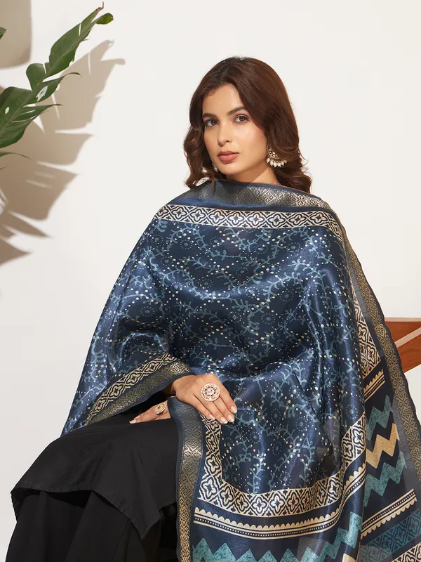 Blue_Polyster_Fancy_Dupatta_For_Women