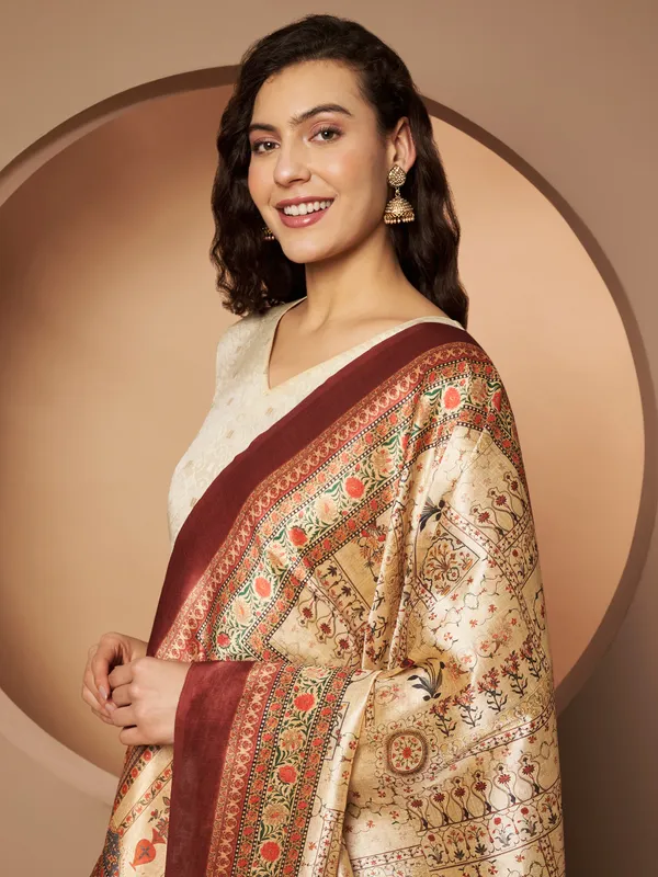 Beige_And_Maroon_Silk_Fancy_Dupatta_For_Women