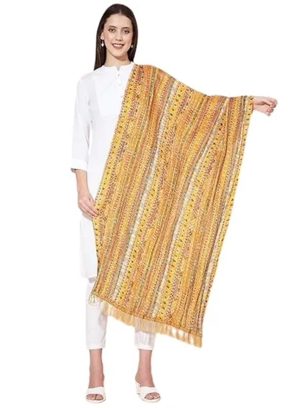 Yellow_Polyster_Fancy_Dupatta_For_Women