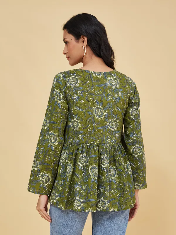 Olive_Green_Cotton_Fancy_Tunic_Kurti__For_Women