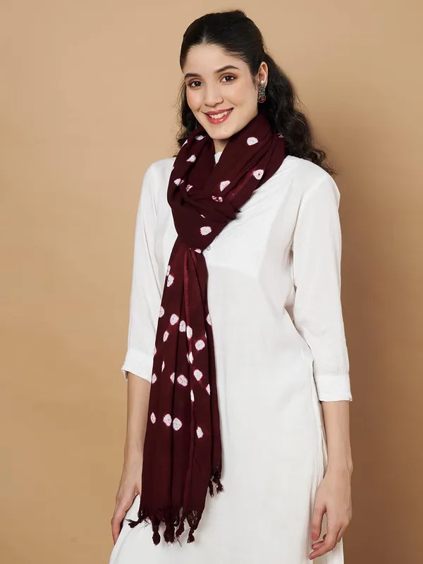 Maroon_And_White_Viscose_Rayon_Fancy_Dupatta_For_Women