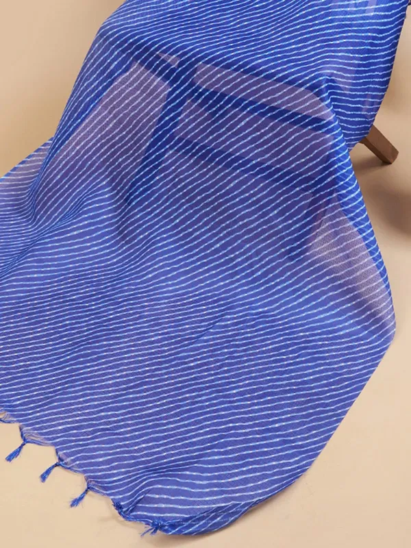 Blue_And_White_Poly_Kota_Checks_Fancy_Dupatta_For_Women