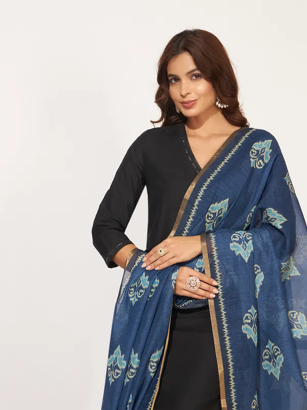 Blue_Poly_Linen_Fancy_Dupatta_For_Women