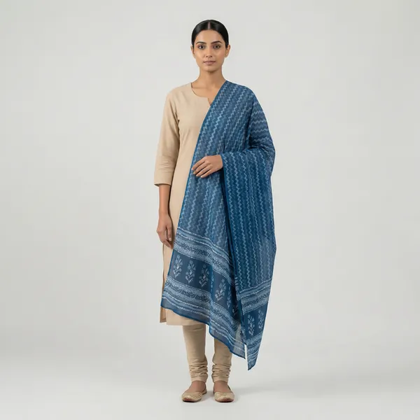 Indigo_Blue_Cotton_Fancy_Dupatta_For_Women