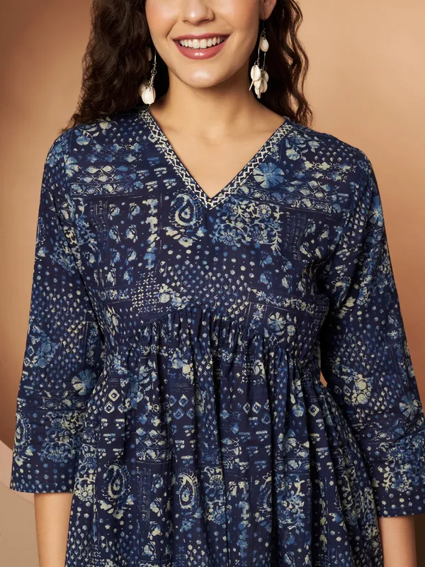 Navy_Blue_Cotton_Fancy_Tunic_Kurti_For_Women