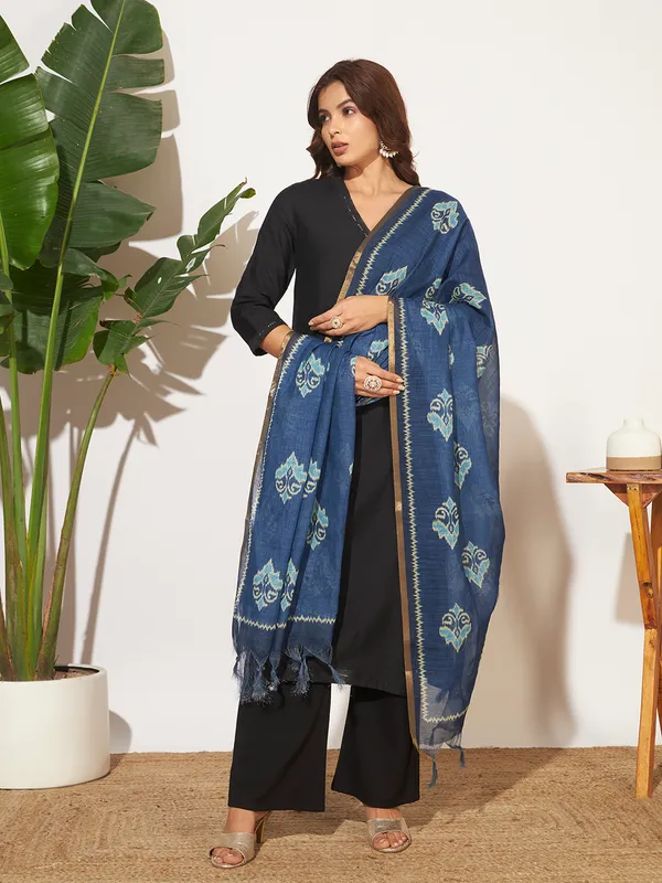 Blue_Poly_Linen_Fancy_Dupatta_For_Women