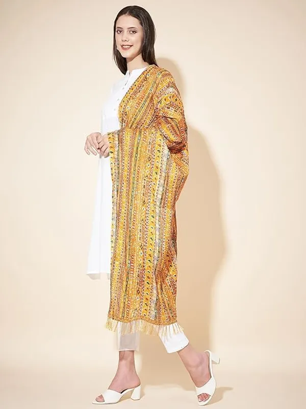 Yellow_Polyster_Fancy_Dupatta_For_Women