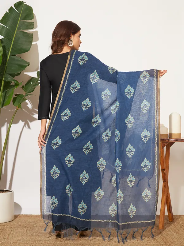 Blue_Poly_Linen_Fancy_Dupatta_For_Women