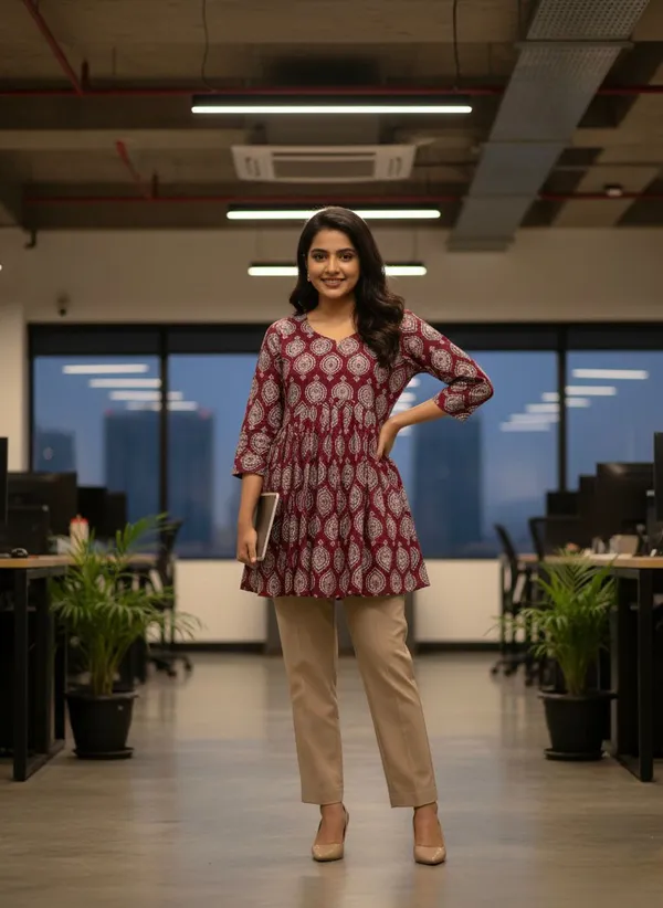 Maroon_Cotton_Fancy_Tunic_Kurti_For_Women