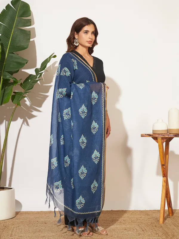 Blue_Poly_Linen_Fancy_Dupatta_For_Women