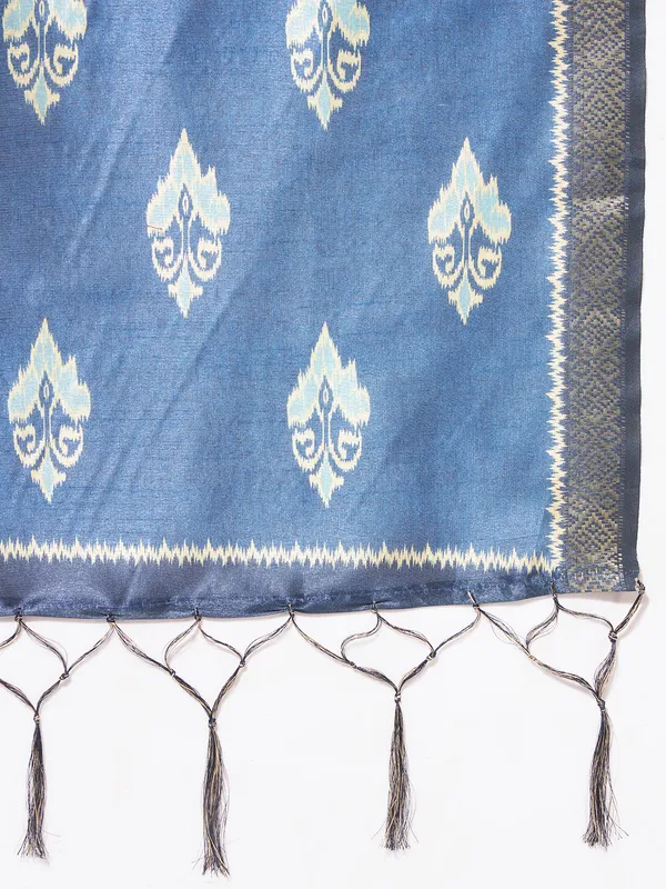 Blue_And_Gold_Silk_Fancy_Dupatta_For_Women