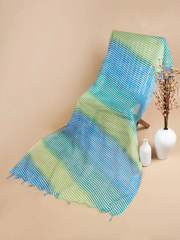Blue_And_Green_Poly_Kota_Checks_Fancy_Dupatta_For_Women