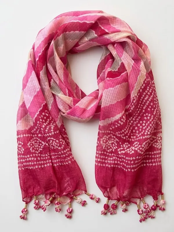 Pink_Poly_Kota_Checks_Fancy_Dupatta_For_Women