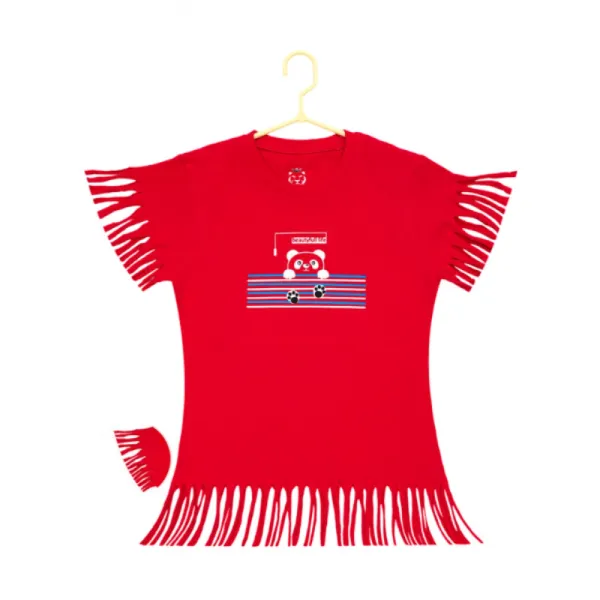 Red_Cotton_Casual_Short_Sleeve_Printed_T-Shirt_For_Girls