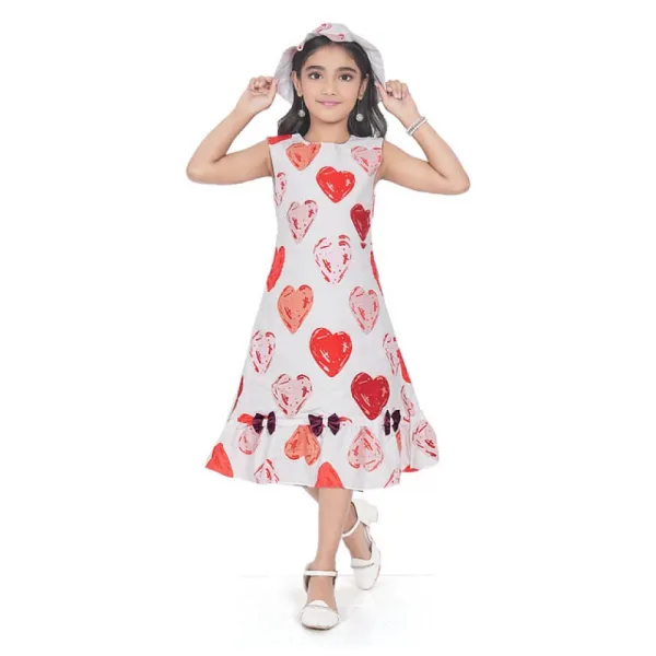 Red_Popcorn_Fabric_Printed_Sleeveless_Round_Neck_Dress_For_Girls