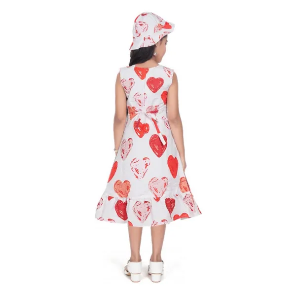 Red_Popcorn_Fabric_Printed_Sleeveless_Round_Neck_Dress_For_Girls