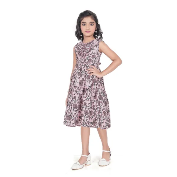 Brown_Digital_Slub_Printed_Sleeveless_Round_Neck_Dress_For_Girls