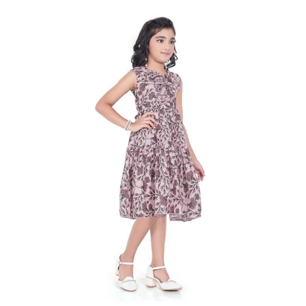 Brown_Digital_Slub_Printed_Sleeveless_Round_Neck_Dress_For_Girls