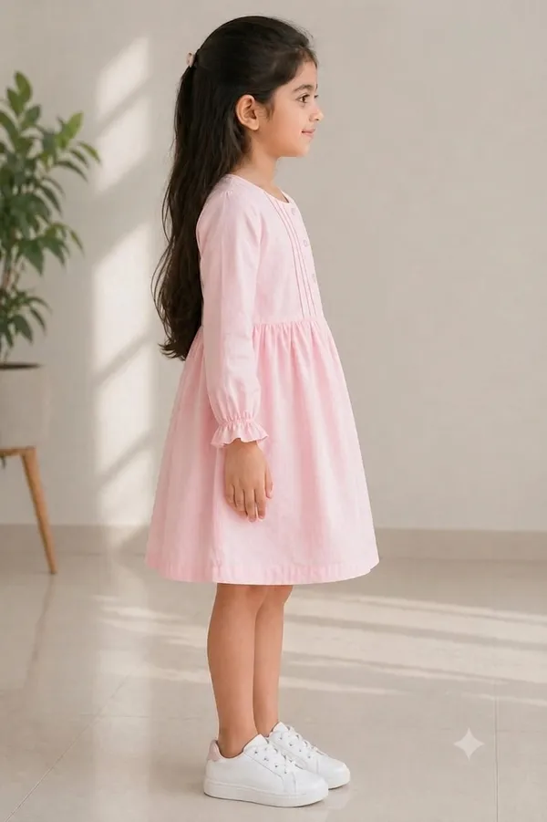 Pink_Pure_Cotton_Long_Sleeve_Dress_for_Girls