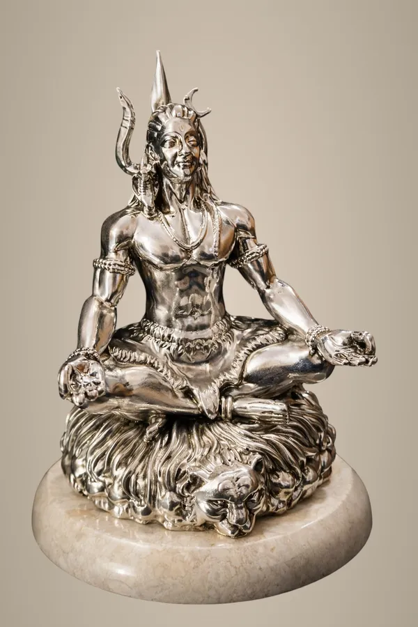 Meditative_Lord_Shiva_Idol_–_Silver_Finish