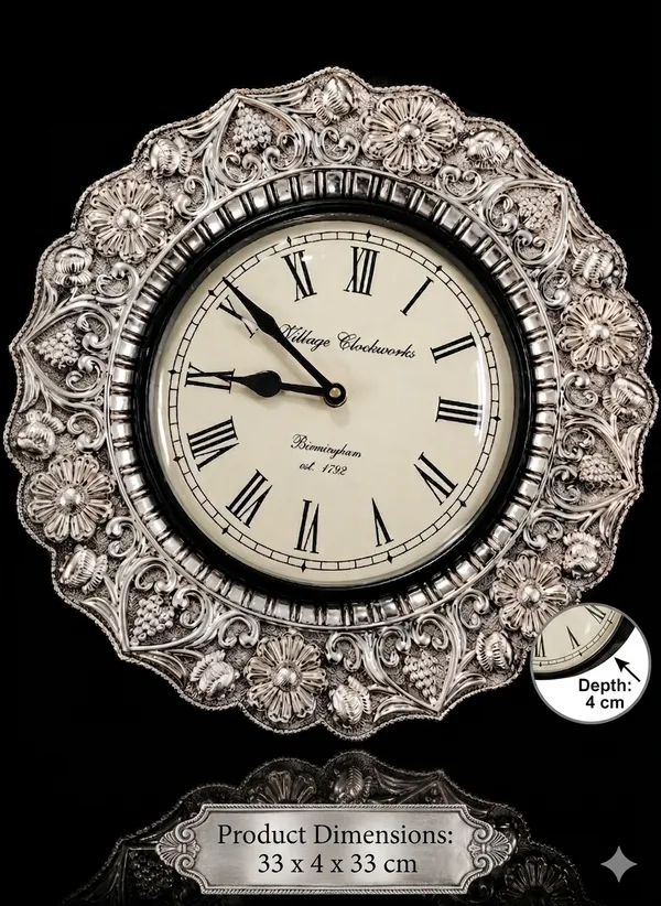 Regal_Bloom_Wall_Clock_–_Silver_Finish