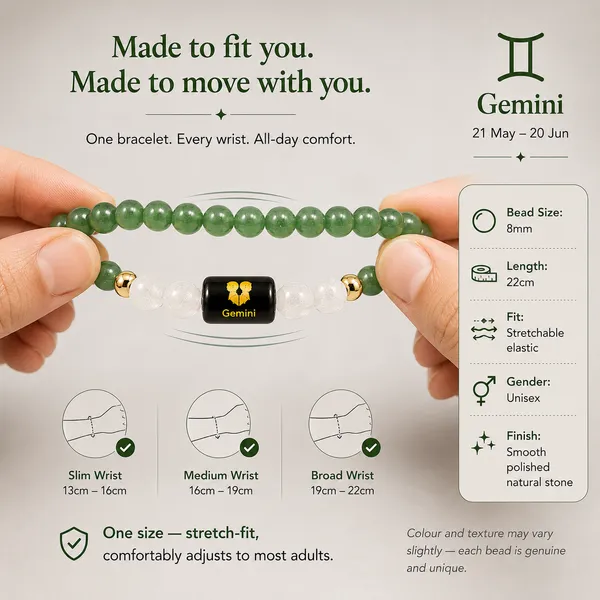 Gemini_(Mithun)_/_मिथुन_—_Green_Aventurine_&_Clear_Quartz_Bracelet__(21_May_–_20_June)