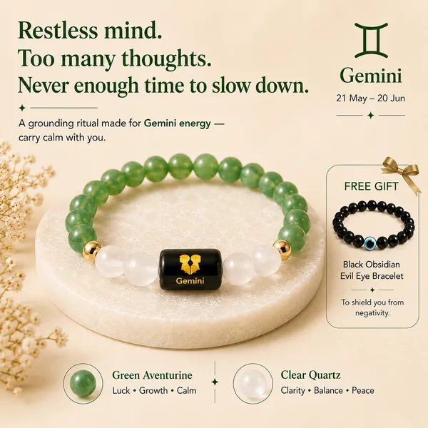 Gemini_(Mithun)_/_मिथुन_—_Green_Aventurine_&_Clear_Quartz_Bracelet__(21_May_–_20_June)