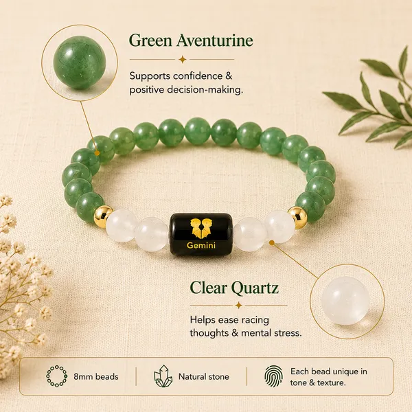 Gemini_(Mithun)_/_मिथुन_—_Green_Aventurine_&_Clear_Quartz_Bracelet__(21_May_–_20_June)
