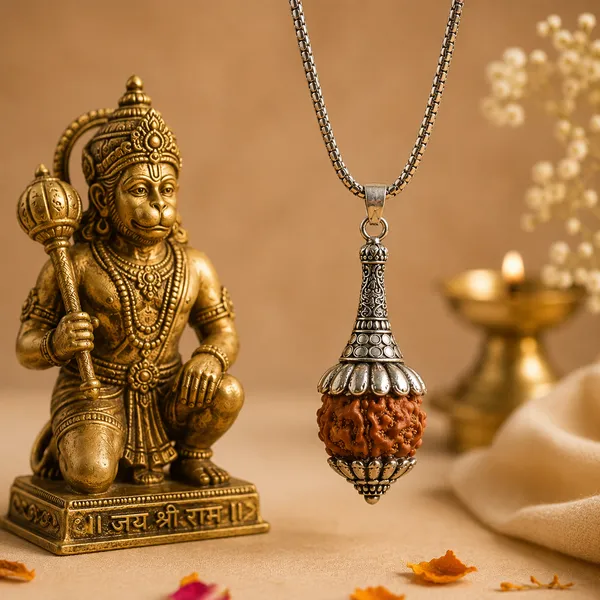 Hanuman_Gada_5_Mukhi_Nepali_Rudraksha_Pendant_&_Chain_(Silver_Coated)