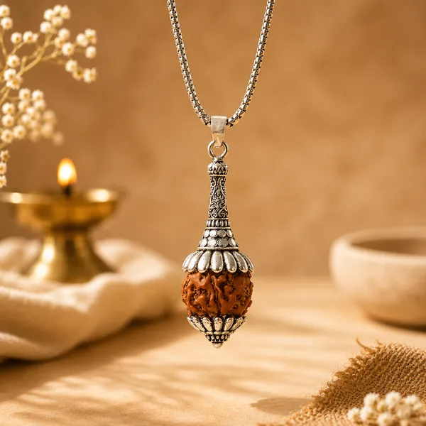 Hanuman_Gada_5_Mukhi_Nepali_Rudraksha_Pendant_&_Chain_(Silver_Coated)