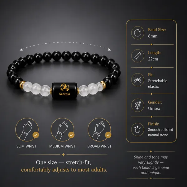 Scorpio_(Vrishchik)_/_वृश्चिक_—_Black_Obsidian_&_Clear_Quartz_Bracelet__(23_October_–_21_November)