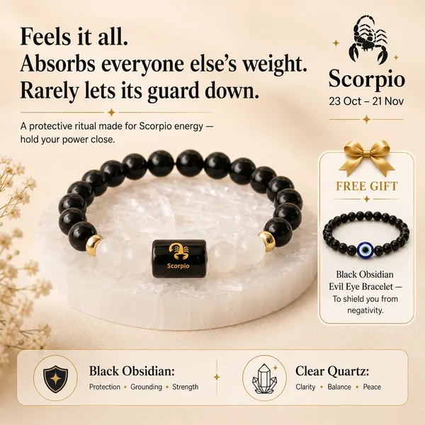 Scorpio_(Vrishchik)_/_वृश्चिक_—_Black_Obsidian_&_Clear_Quartz_Bracelet__(23_October_–_21_November)