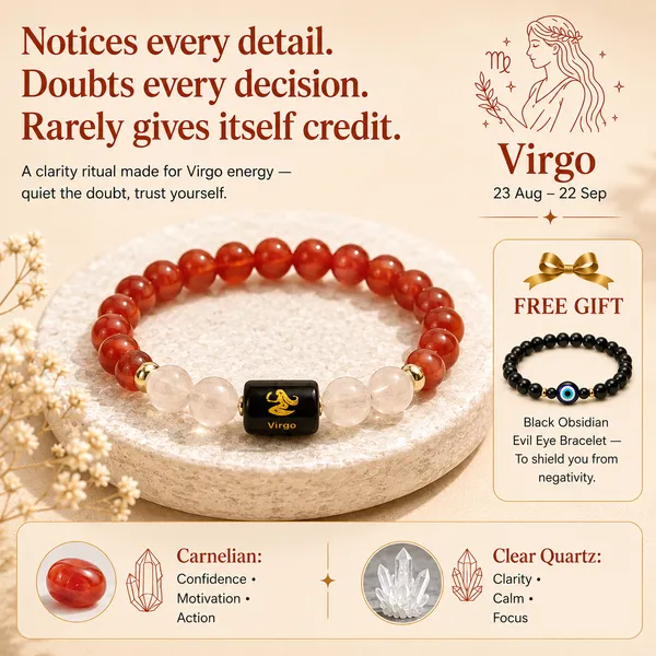 Virgo_(Kanya)_/_कन्या_—_Carnelian_&_Clear_Quartz_Bracelet__(23_August_–_22_September)
