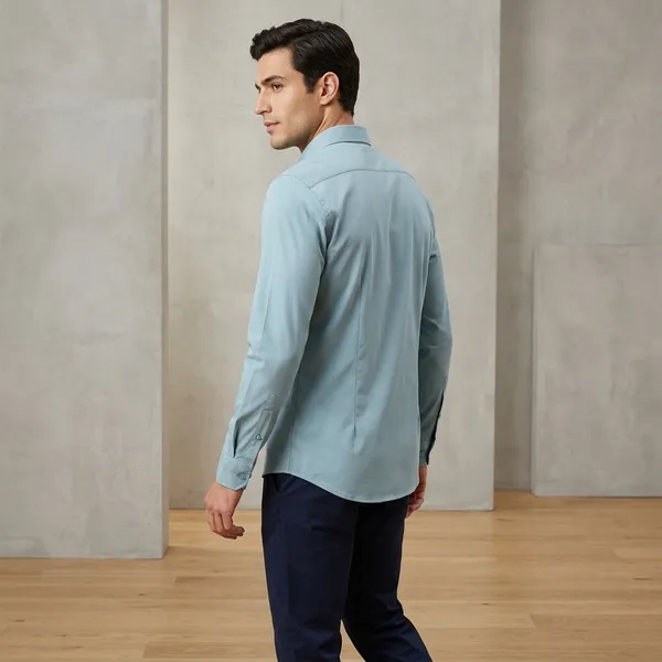 Sky_Blue_Slim_Fit_Button-Down_Shirt_For_Men