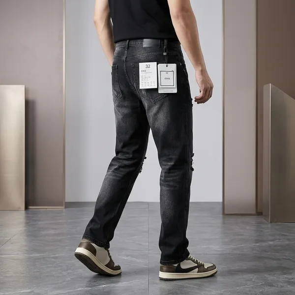Black_Denim_Distressed_Slim_Fit_Jeans_For_Men