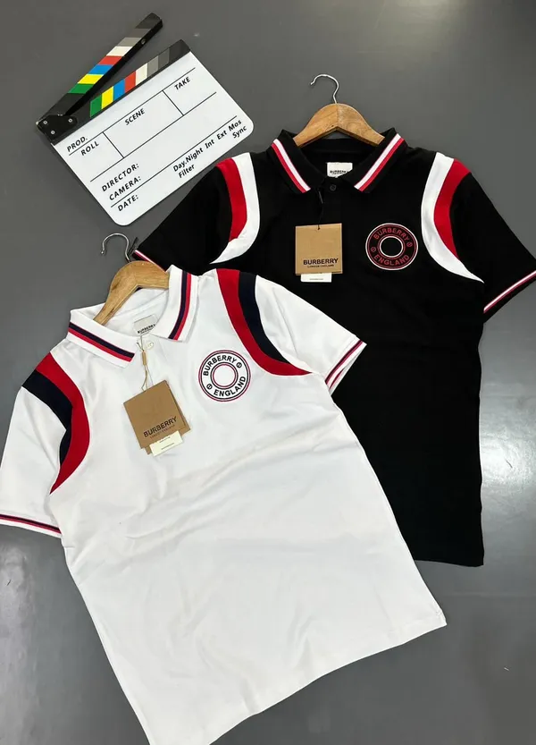 Black_And_White_Striped_Sleeve_Polo_T-Shirt_For_Men