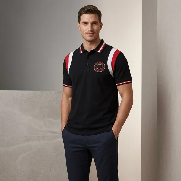Black_Color_Block_Polo_T-Shirt_For_Men