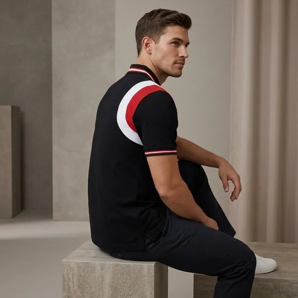 Black_Color_Block_Polo_T-Shirt_For_Men
