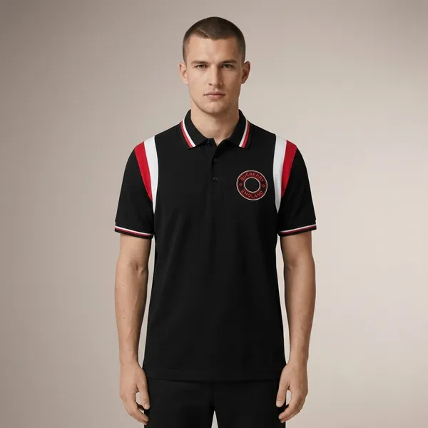 Black_Contrast_Stripe_Polo_T-Shirt_For_Men
