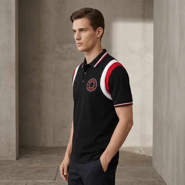 Black_Contrast_Stripe_Polo_T-Shirt_For_Men