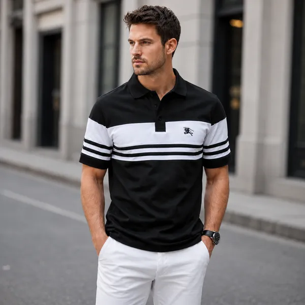 Black_And_White_Cotton_Striped_Polo_T-Shirt_Combo_For_Men