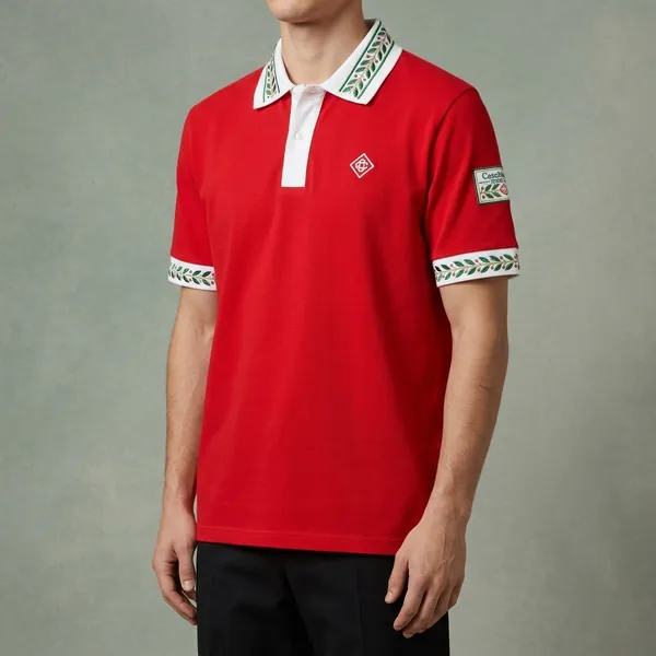 Red_Cotton_Blend_Embroidered_Collar_Polo_T-Shirt_For_Men