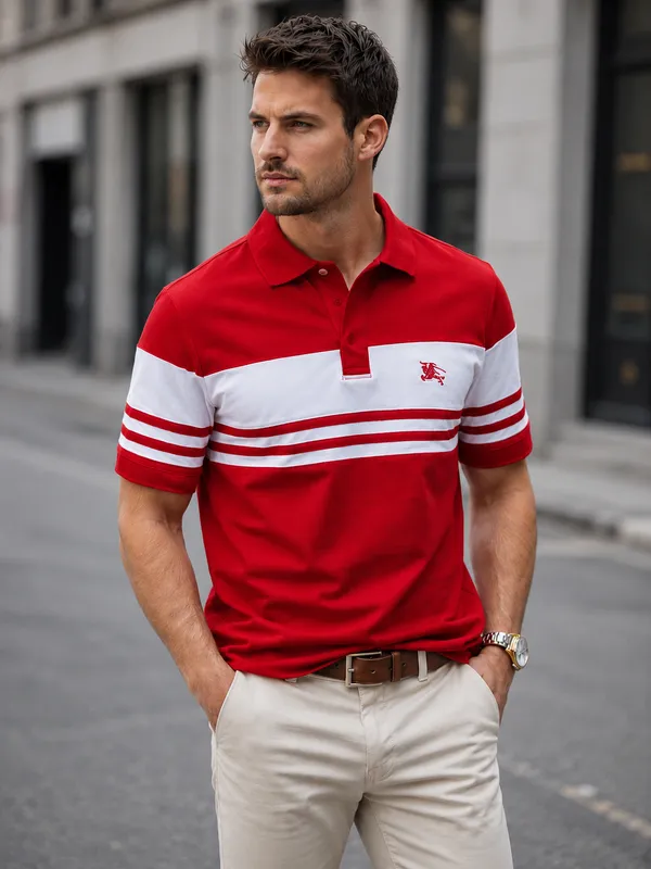 Red_And_White_Cotton_Striped_Polo_T-Shirt_Combo_For_Men